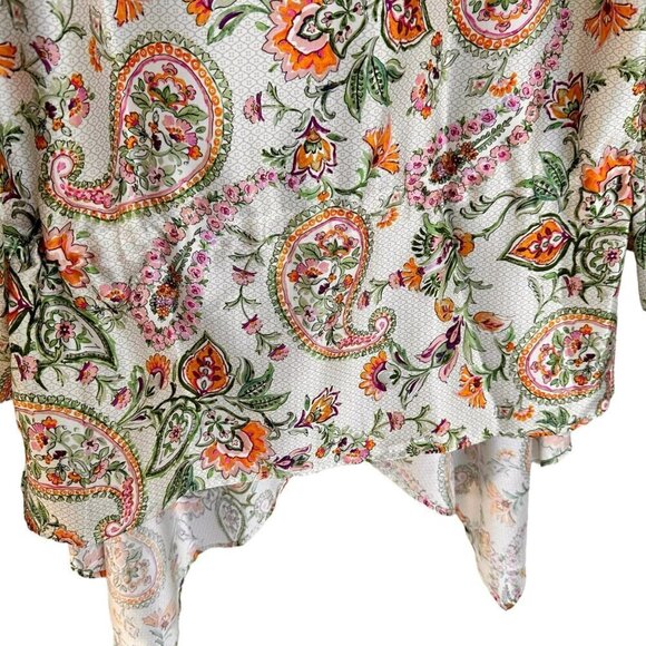 2/$30 Zara Woman Multi-Colour Printed Paisley Top Blouse Size Large - Picture 11 of 14